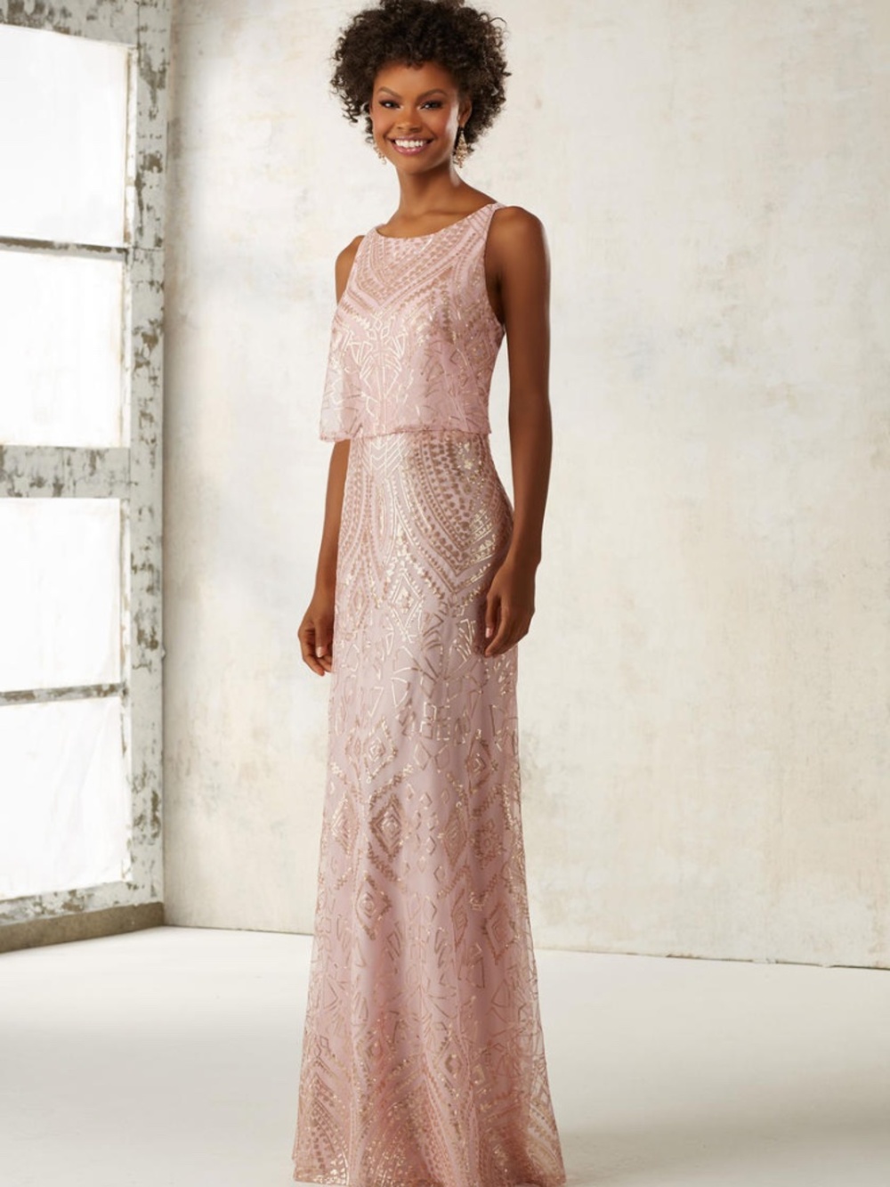 NWT MORI LEE BLUSH BEADED GOWN SIZE 12